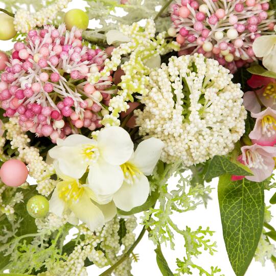 28" Pink & Green Hydrangea & Berry Floral Spring Wreath